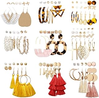 Funtopia Fashion Dangle Earrings for Women with Pearl Gem Detail in Various Colors, Perfect Birthday Gift for Ladies/Girls, Assorted Tassel, Acrylic Hoop, Drop & Stud Designs
