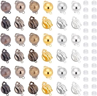 UNICRAFTALE Stainless Steel Clip-on Earring Findings in Six Vibrant Colors for Creative Jewelry Making, featuring Half-Round Design with Accommodating Loop for Non-Pierced Ears