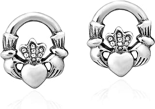 A Promise Claddagh of Love .925 Sterling Silver Stud Earrings