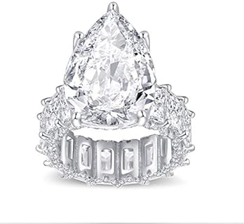 S925 sterling silver ring Pear-shaped CZ cubic zirconia or gold-plated sterling silver princess square cut ring, gift engagement wedding ring