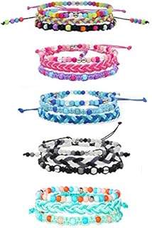 YANMIN Nylon Braided & Beaded Friendship Bracelets, Set of 15, Adjustable & Stackable, Ideal for Teen Girls, in Unique Designs