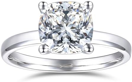 Sterling Silver 3 Carat Cushion Cut Moissanite Engagement Ring with Unparalleled Sparkle and Brilliance
