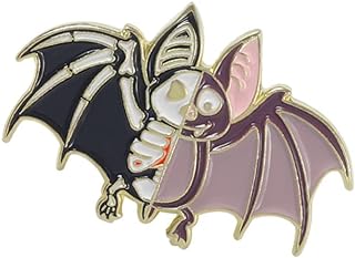 Secure Pin Clasp Gold Plated Bat Brooch with Black Enamel Detailing for Unisex Stylers - Sophisticated Vampire Design Accessory for Bags