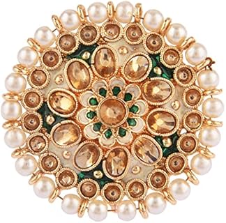Efulgenz Indian Rings for Women Indian Bollywood Traditional Antique Round Crystal Kundan Adjustable Big Ring Finger Jewelry