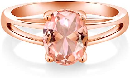 Gem Stone King 18K Rose Gold Plated Silver Oval Malachite Solitaire Ring - Classic Design for Weddings and Engagements - Available in Sizes 5, 6, 7, 8, 9