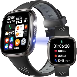 felk スマートウォッチ 通話機能付き、1.72インチ大画面とパープルランプ機能搭載。防水仕様で日常やスポーツシーンに最適