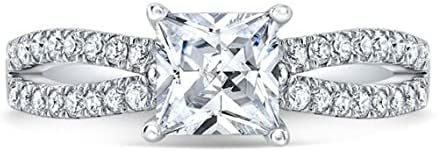 Nitya Jewels 2.50 CT Princess Cut Moissanite Daimond Engagement Ring, Handmade Diamond Sets Solitaire Wedding Ring Bridal Her Women Ring For Gift Her