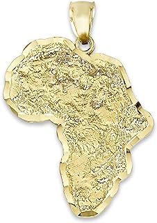 10k Solid Gold Africa Shaped Pendant Necklace - Timeless African Continent Jewelry Design - Heritage Statement Piece from USA