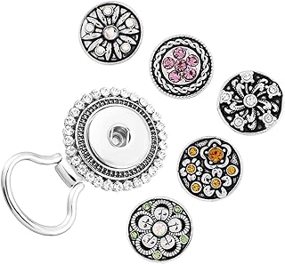 MJartoria Interchangeable Flower Snap Buttons Centerpiece Rhinestone Eye Glass Holding Brooch Pins