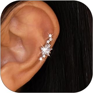 Ear Cuff Earrings for Women Gold Ear Cuffs Non Piercing Rhinestone Star Clip on Earrings Cartilage Earrings Jewelry Gift