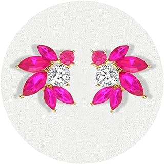 Rhinestone Cluster Stud Earrings Elegant Small Marquise Crystal Wedding Earrings for Brides Bridemaids Party Prom Costume Earrings for Women Girls