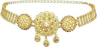 Indian-Inspired 14K Gold Plated Rhinestone-Embellished Crystal Flower Body Chain with Lobster Clasp for Women - Perfect for Beach Outings, Parties, and Weddings