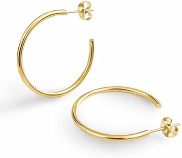 Altitude Boutique 18K Small Gold Hoop Earrings For Women | Gold Plated Thin Tube Earrings | Lightweight, Hypoallergenic Chunky Gold Open Hoops (Gold, Silver)