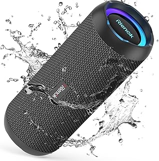 RIENOK Altavoz Bluetooth 5.3 Portátil IPX7 Impermeable con Super Bass y Sonido Estéreo, Ideal para Smartphones y Tabletas en Exteriores o Fiestas
