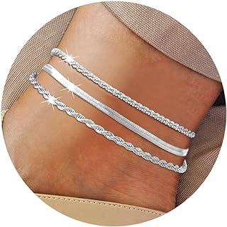 Lobster Claw Clasp Plus Size Anklet, Rope Chain with Cubic Zirconia, For Women, Elegant Star Herringbone & Rope Chain Design, JYUEDA 18K Gold Plated Stainless Steel Waterproof Ankle Bracelets