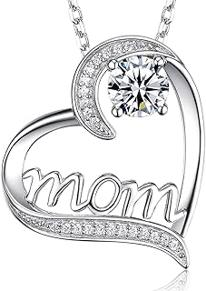 Dorella Mothers Day Birthday Gifts 925 Sterling Silver with May Birthstones Emerald Necklace for Women Love Heart Pendant Jewelry Wife