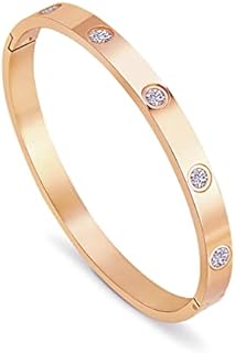 14K Gold, Silver and Rose Gold Filled Bangle Bracelet with Cubic Zircon Stones, Bangle Bracelets Cuff Cubic Zirconia Simulate Diamond Bangle with Gift Box