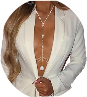 Obmyec Sparkle Rhinestone Body Jewelry Crystal Body Necklace Sexy Bikini Bra Body Chain Nightclub Rave Beach Waist Chain Accessories for Women and Girls