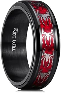 Men's Black-Plated 316L Stainless Steel Skull Wedding Ring - King Will Spinner Design, Hypoallergenic, Sizes 7-14 - Ideal for Stepping Out From the Crowd