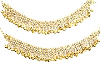 Jewel India Traditional Indian Fashion Bollywood Ethnic Gold Kundan Ghungroo Beads Payal Anklets