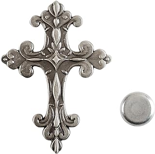 Dicksons Ornate Silvertone Cross 2 inch Alloy Magnetic Lapel Brooch Pin