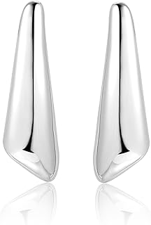 Chunky Gold-Plated Push Back Dangle Earrings for Stylish Women - Minimalist Geometric Long Triangle Design