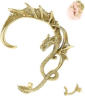 Stainless Steel Gothic Dragon, Snake, and Crocodile Wrap Ear Cuff – Clip-On Design for Easy Wear – Vintage Inspired Unisex Jewelry for Men and Women
