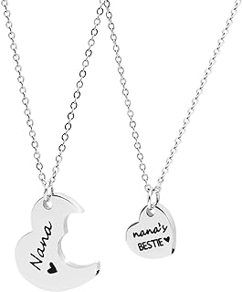 Gigi and Gigi's Bestie Necklace Set Matching Heart Pendant for Grandma Granddaughter Mimi Nana Necklace Grandma and Me Gift