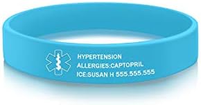 Custom Engraved Medical Alert Bracelets - Silicone Waterproof Sport ID Wristbands for Men, Women and Kids - Perfect for Daily Wear and Outdoor Activities - Made in USA