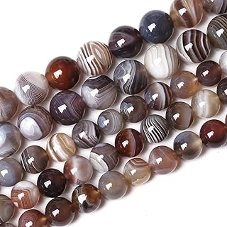 8MM 46PCS AAA Natural Botswana Sardonyx Agate Gemstone Beads for Jewelry Making Crystal Energy Stone Healing Power DIY Bracelet Necklace 15" (Botswana Sardonyx Agate, 8mm)