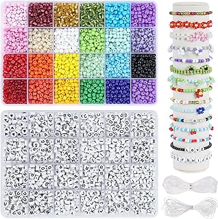 Multicolor Glass Seed Bead Necklace Kit in DICOBD Brand with Letter Alphabet Beads and Cord for Jewelry Making and Personalized Craft Projects