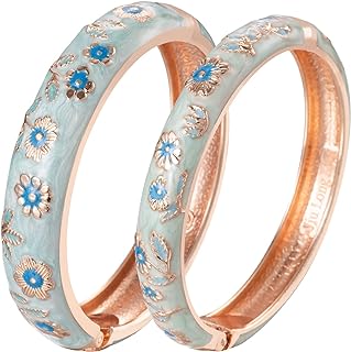 UJOY Cloisonne Bangles Gorgeous National Floral Panda Set Enameled Gold Plated Handcrafted Bracelets Jewelry Gifts 55C43