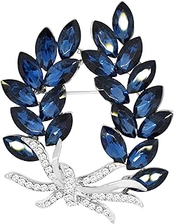 Gyn&Joy Gold Tone Olive Leaf Branch Crystal Rhinestone Holiday Pin Brooch BZ054