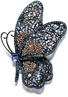 Rosette Hair Vintage Butterfly Brooch Pin - Colorful Rhinestone Crystal Brooches Decoration Gift for Women Girls