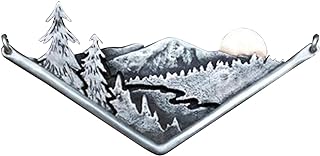 ANDPAI Unique Charm Stainless Steel Vintage 3D Mountain Range Necklace with Bronze Sun Wandering River Mountain Valley Sunset Pendant Necklace for Women Girls Men Nature Lovers and Climbers