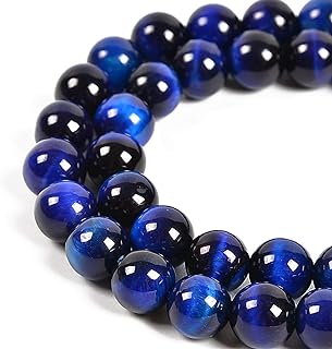 Nancybeads' Sapphire Tiger's Eye Gemstone Bead Necklace in Stone with Round Spacer Design for Jewelry Making