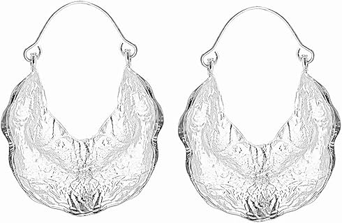 18KT Goddess Fan Gold Hoops African Earrings Women Tribal Boho Lightweight Hypoallergenic Ethnic