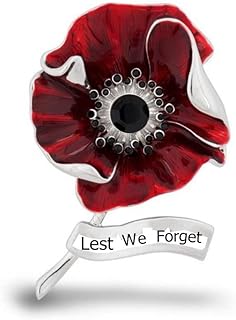 SaiDian 1Pcs Red Poppy Brooches Remembrance Day Poppy Pin Poppy Flower Brooch Pins Rhinestone Flowers Brooch for Women Men