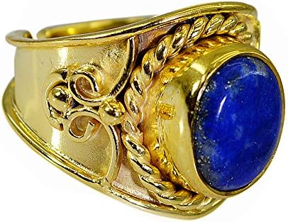 Natural Lapis Lazuli Gold Plated Engagement Rings Wedding Jewelry Size 5,6,7,8,9,10,11,12