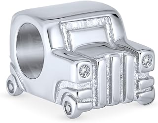 Soccer Mom SUV Jeep Automobile Car Head Lights Travel Biker Chick Motorbike Motorcycle Charm Bead For Women Mother Wife Oxidized .925 Sterling Silver Fits European Bracelet