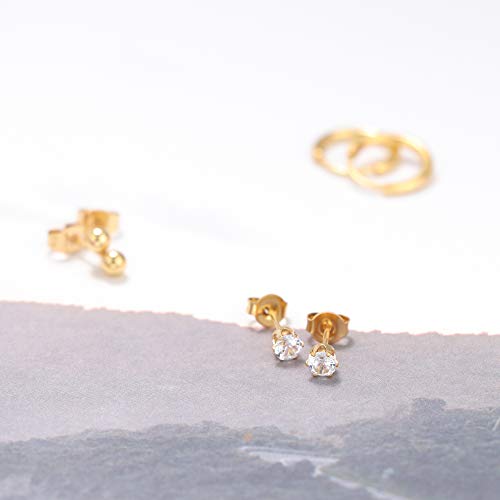 9Pairs Stainless Steel Tiny Cartilage Earrings Studs for Women CZ Balls Tragus Helix Endless Hoop Piercing Earring Set