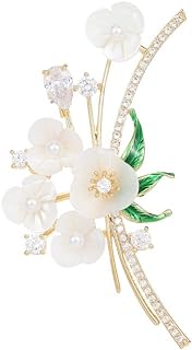 14K Gold Natural Pearl Flower Brooch, Moissanite Luxury Pin, Fixed Clothing Accessory, Natural Pearl Bouquet Pin, Wedding Brooch