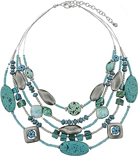 Lobster Clasp Ball Chain Coiris Multi-Layer Beaded Necklace for Women with Bohemian Design