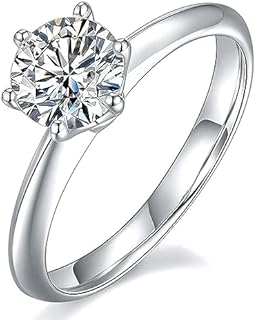 1 Carat D Color VVS1 Clarity Moissanite Rings Round Cut Moissanite Engagement Rings for Women 18K Gold Plated 925 Sterling Silver Promise Wedding Rings Lab Created Diamond Band for Wedding Engagement Anniversary 2023 Valentine's Day Gifts