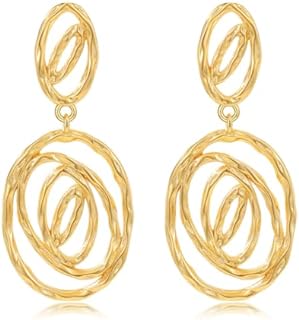 Unique Gold Earrings for Women | Vintage Drop Dangle Gold Hoop Earrings - Lightweight and Stylish Women's Jewelry