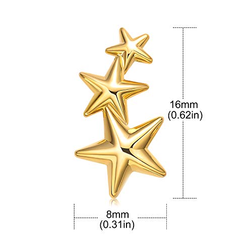 Gold Star and Sunburst Stud Earrings - AllenCOCO Ear Climbers Earrings for Women, 14K Gold Plated, 925 Silver Post Hypoallergenic