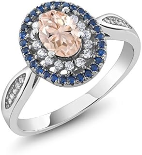 Gem Stone King 925 Sterling Silver Peach Morganite Engagement Ring For Women (1.25 Cttw, Oval 7X5MM, Gemstone Birthstone, Available In Size 5, 6, 7, 8, 9)