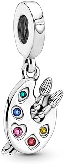 EZ Tuxedo Artist's Palette Dangle Charms 925 Sterling Silver Draw Your Adventure Pendant for Bracelets