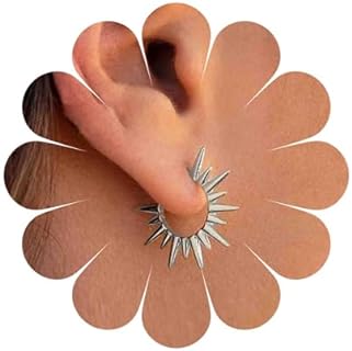 Gothic Spikes Rivets dangle Earrings Gold Sunburst Drop Earrings Metal Spike Stud Earrings Vintage Sunburst C Hoop Earrings Jewelry for Women and Girls Gifts