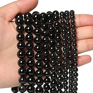 35pcs 10mm Natural Stone Beads Black Obsidian Beads Energy Crystal Healing Power Gemstone for Jewelry Making, DIY Bracelet Necklace
